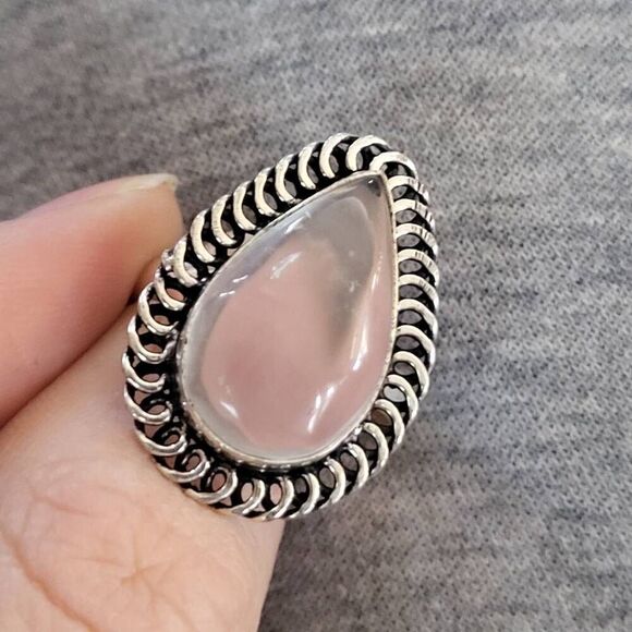 Size 8.5 silver clear quartz ring - Picture 1 of 3